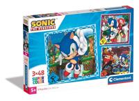 Clementoni legpuzzel super color vierkant sonic, 3x48st. - thumbnail