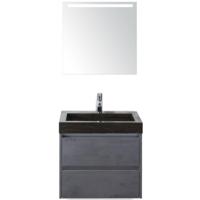 Dante Badmeubelset 60 cm - Beton Antraciet - Wastafel Hardsteen Wit Lucca met Sence Spiegel - thumbnail