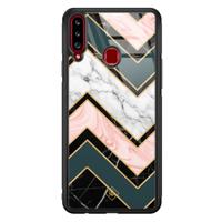 Samsung Galaxy A20s glazen hardcase - Marmer triangles - thumbnail