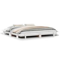 Bedframe zonder matras massief grenenhout wit 160x200 cm - thumbnail