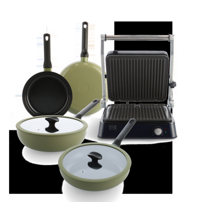Enjoy Olijfgroen + Contact Grillset