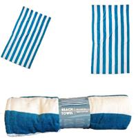 Strandlaken Streep 90x160 cm Blauw/Wit/Katoen - thumbnail