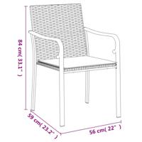 Tuinstoelen 6 st met kussens 56x59x84 cm poly rattan bruin - thumbnail