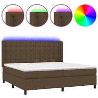 Boxspring met matras en LED stof donkerbruin 200x200 cm - thumbnail