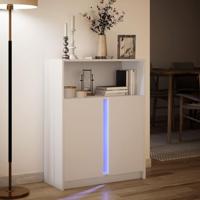 Dressoir met LED 77x34x100 cm bewerkt hout wit - thumbnail