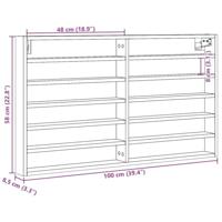 Vitrinekast 100x8,5x58 cm bewerkt hout bruin eikenkleurig - thumbnail