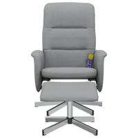 Massagestoel verstelbaar met voetenbank stof lichtgrijs - thumbnail