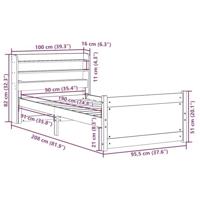 Bedframe met hoofdbord massief grenenhout 90x190 cm - thumbnail