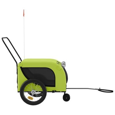 Hondenfietstrailer oxford stof en ijzer groen en zwart - thumbnail