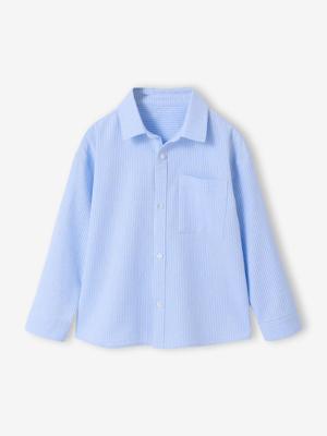 Katoenen hemd met lange mouwen blauw, gestreept