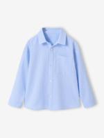 Katoenen hemd met lange mouwen blauw, gestreept - thumbnail