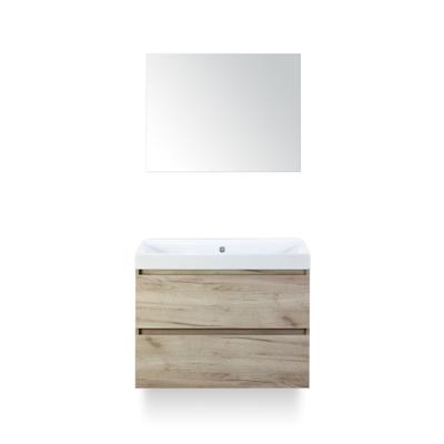 Maxx XL Badmeubelset 80 cm - Craft Oak - Wastafel Just Zonder kraangat - met Spiegel