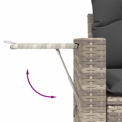 4-delige Loungeset met kussens poly rattan lichtgrijs - thumbnail