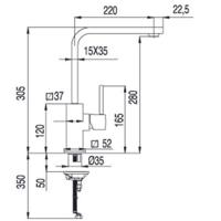 Top Keukenkraan CUADRO-TRES uiloop 35x15 mm 130496 Tres - thumbnail