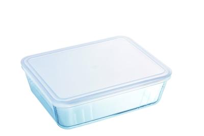 Pyrex schaal met deksel 27x23cm glas Pyrex schaal met deksel 27x23cm glas