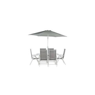 Nohr Outdoor Diningset 'Rosemary' Met parasol, kleur Wit