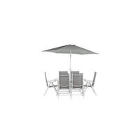 Nohr Outdoor Diningset 'Rosemary' Met parasol, kleur Wit - thumbnail