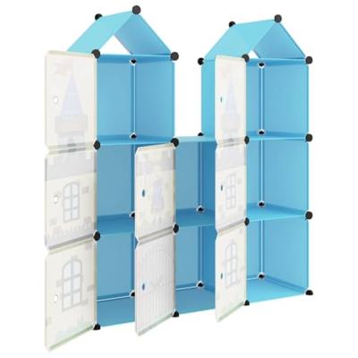 VidaXL Kinderopbergmeubel met 8 vakken polypropeen blauw