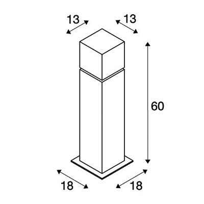 SLV 1000345 SQUARE POLE 60 Staande buitenlamp E27 RVS SLV 1000345 SQUARE POLE 60 Staande buitenlamp E27 RVS