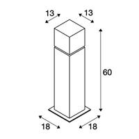SLV 1000345 SQUARE POLE 60 Staande buitenlamp E27 RVS - thumbnail