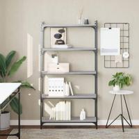 Boekenkast 5-laags 80x30x154 cm bewerkt hout grijs sonoma eiken - thumbnail