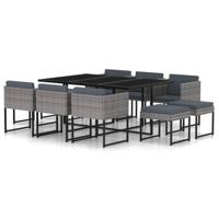 11-delige Tuinset met kussens poly rattan grijs - thumbnail