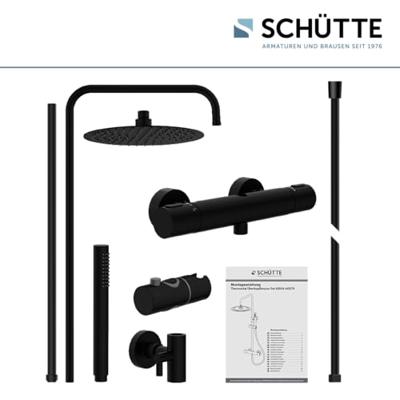 Schütte AQUADUCT Hoofddouche-Set | Thermostatische mengkraan | Mat zwart - 60074
