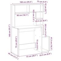 Bureau met schappen 100x45x140 cm bewerkt hout zwart - thumbnail