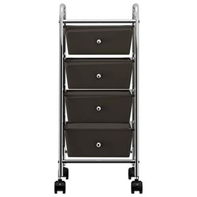 VidaXL Opbergtrolley met 4 lades mobiel kunststof zwart