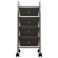 VidaXL Opbergtrolley met 4 lades mobiel kunststof zwart - thumbnail
