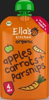 Ella's Kitchen Apples carrots & parsnips 4+ maanden knijpz bio 120 Gram - thumbnail