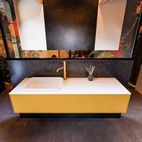 Badkamermeubelset Mondiaz Erin 150 cm met 1 Lade met RIDGE Wastafel Links Talc met 1 kraangat Greeploos Mat Ocher - thumbnail