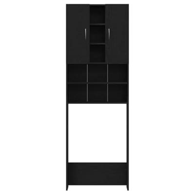 Wasmachinekast 64x25,5x190 cm zwart eikenkleur Wasmachinekast 64x25,5x190 cm zwart eikenkleur