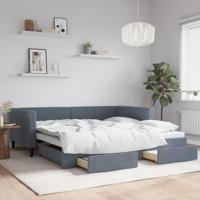 Slaapbank onderschuifbed lades 100x200 cm fluweel donkergrijs - thumbnail