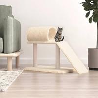 vidaXL Kattenmeubel met tunnel en ladder 55,5 cm crèmekleurig, kattentoren, kattenboom, kattenkrabtoren, kattenkrabpaal, kattenspeelmeubel - thumbnail