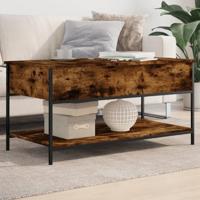 Salontafel 100x50x50 cm bewerkt hout en metaal gerookt eiken - thumbnail