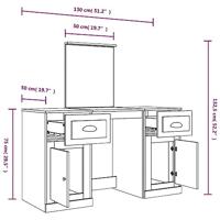 Kaptafel met spiegel 130x50x132,5 cm wit - thumbnail