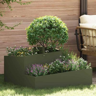 Tuin Bloempot Olijfgroen 80 x 80 x 50 cm Koudgewalst staal