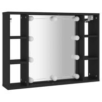 Spiegelkast met LED-verlichting 76x15x55 cm zwart - thumbnail