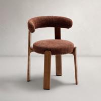 Kave Home Eetkamerstoel 'Granite' Chenille en essenhout, kleur Bruin - thumbnail