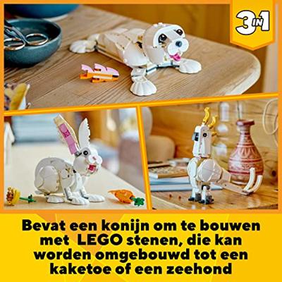 LEGO Creator 3-in-1 - Wit konijn constructiespeelgoed 31133 - thumbnail