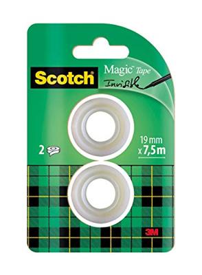 Scotch plakband Magic Tape, ft 19 mm x 7,5 m, blister met 2 rolletjes Scotch plakband Magic Tape, ft 19 mm x 7,5 m, blister met 2 rolletjes