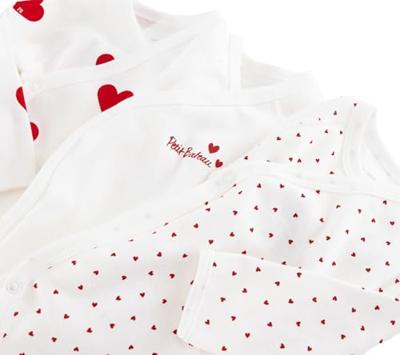 Set van 3 babyrompertjes met lange mouwen in biokatoen PETIT BATEAU wit