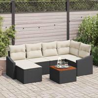 Tuinbankenset met kussen 7 pcs Zwart poly rattan - thumbnail