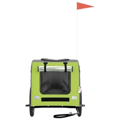 Hondenfietstrailer oxford stof en ijzer groen en grijs - thumbnail