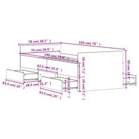 Bedframe met hoofd- en voeteneinde gerookt eiken 75x190 cm - thumbnail