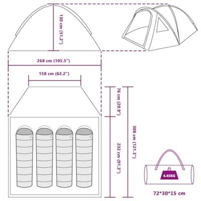Tent met dak Grijs en oranje Large Polyester en glasvezel Tent met dak Grijs en oranje Large Polyester en glasvezel