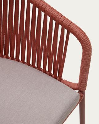 Kave Home Yanet tuinstoel Lounge Zitgedeelte van mesh Rugsteun van gaas Ethyleen-vinylacetaat-schuim (EVA), Stof/Weefsel, Gegalvaniseerd staal Roze