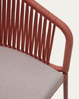 Kave Home Yanet tuinstoel Lounge Zitgedeelte van mesh Rugsteun van gaas Ethyleen-vinylacetaat-schuim (EVA), Stof/Weefsel, Gegalvaniseerd staal Roze - thumbnail