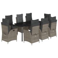 9-delige Tuinset met kussens poly rattan grijs - thumbnail